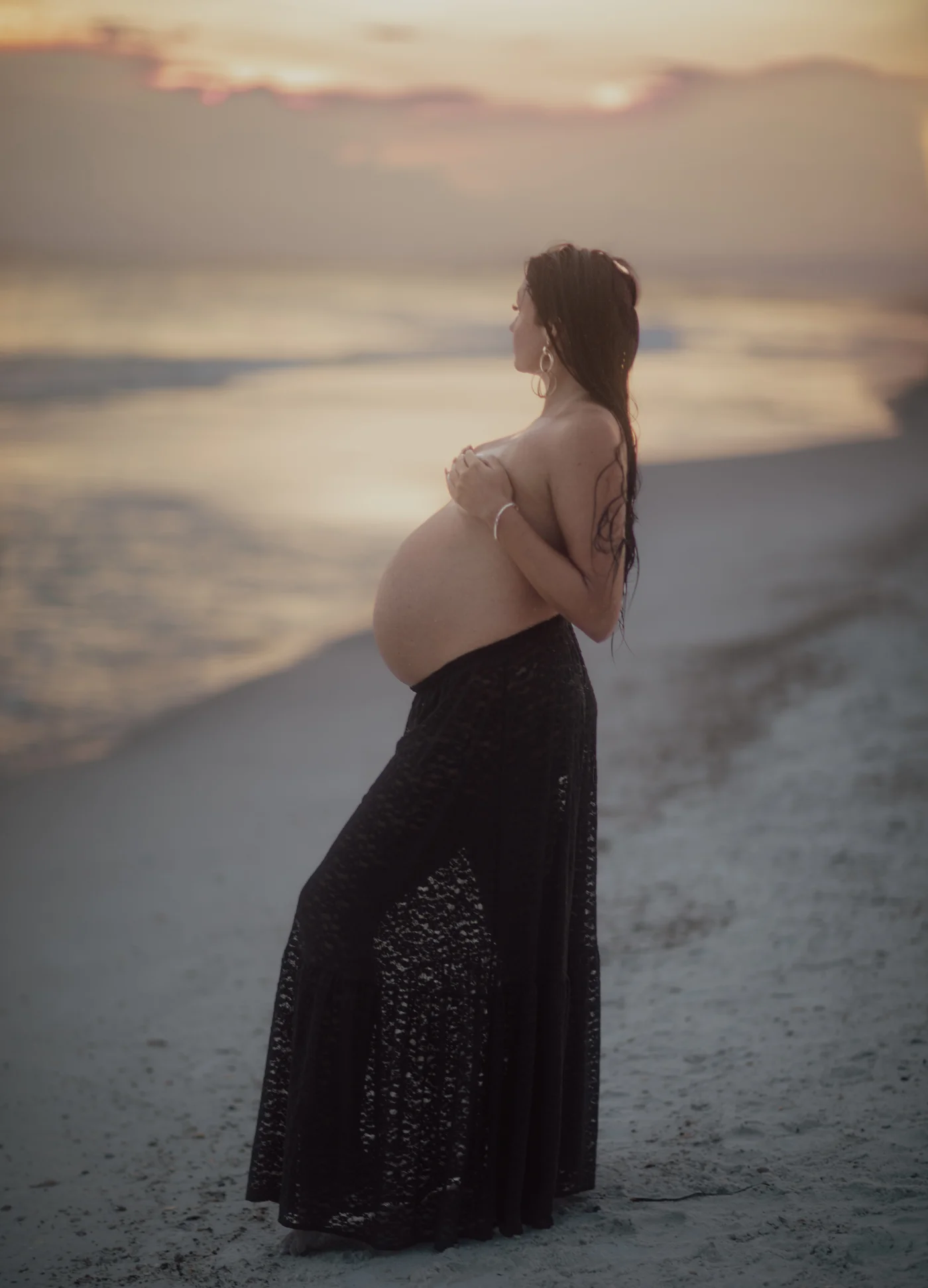 Ed Gutentag — maternity silhouette at PCB beach sunset
